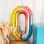 Balon din Folie Metalizata Gradient Flippy, Figurina Cifra, Tema Aniversare 100 cm, Ambalaj Individual, Pai inclus,