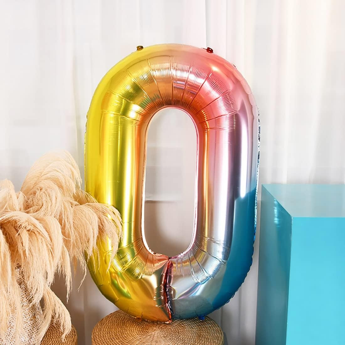 Balon din Folie Metalizata Gradient Flippy, Figurina Cifra, Tema Aniversare 100 cm, Ambalaj Individual, Pai inclus,