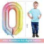 Balon din Folie Metalizata Gradient Flippy, Figurina Cifra, Tema Aniversare 100 cm, Ambalaj Individual, Pai inclus,