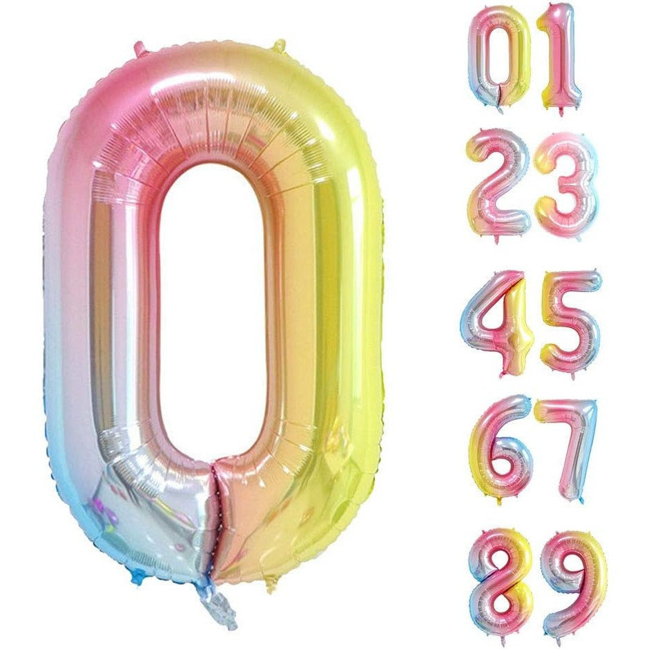 Balon din Folie Metalizata Gradient Flippy, Figurina Cifra, Tema Aniversare 100 cm, Ambalaj Individual, Pai inclus,