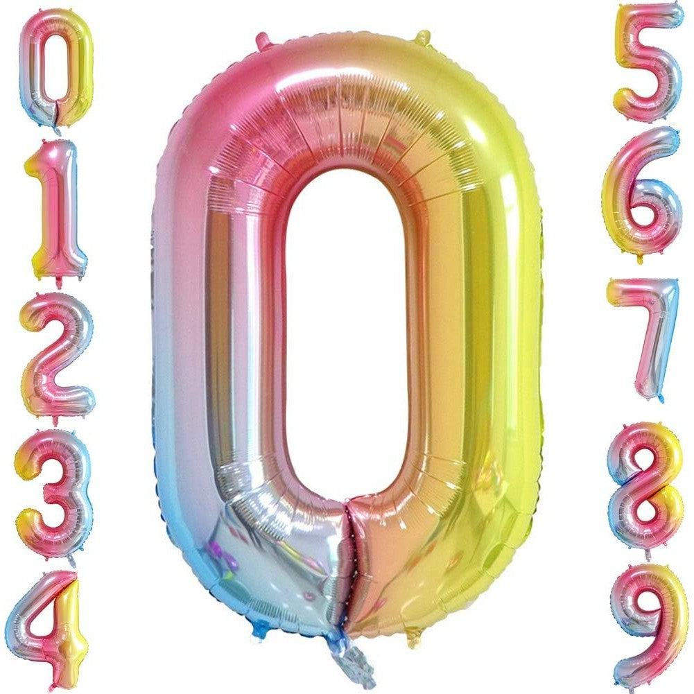 Balon din Folie Metalizata Gradient Flippy, Figurina Cifra, Tema Aniversare 100 cm, Ambalaj Individual, Pai inclus,