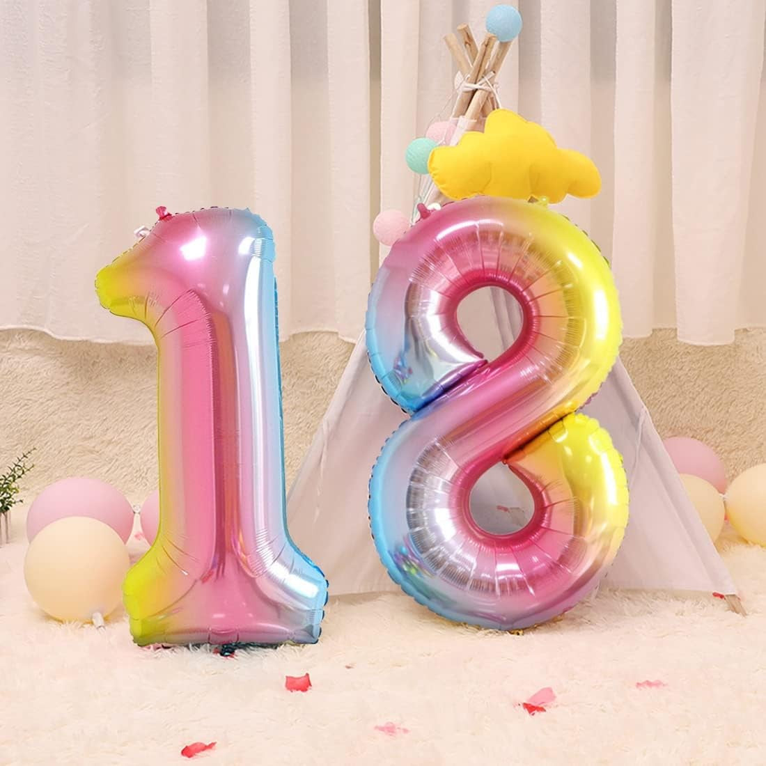Balon din Folie Metalizata Gradient Flippy, Figurina Cifra, Tema Aniversare 100 cm, Ambalaj Individual, Pai inclus,