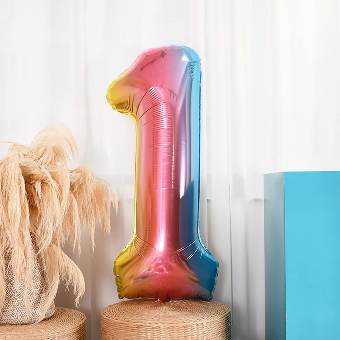 Balon din Folie Metalizata Gradient Flippy, Figurina Cifra, Tema Aniversare 100 cm, Ambalaj Individual, Pai inclus,
