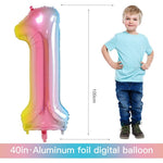 Balon din Folie Metalizata Gradient Flippy, Figurina Cifra, Tema Aniversare 100 cm, Ambalaj Individual, Pai inclus,