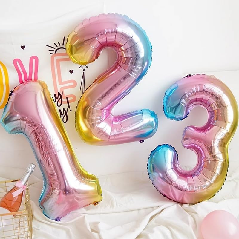 Balon din Folie Metalizata Gradient Flippy, Figurina Cifra, Tema Aniversare 100 cm, Ambalaj Individual, Pai inclus,