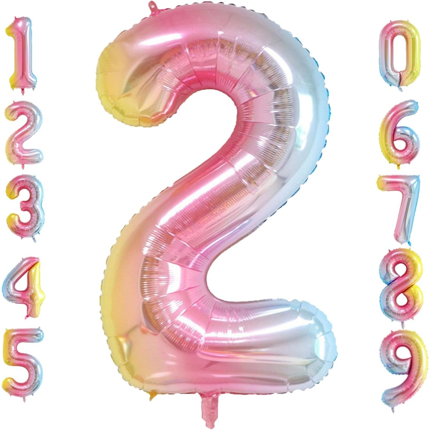 Balon din Folie Metalizata Gradient Flippy, Figurina Cifra, Tema Aniversare 100 cm, Ambalaj Individual, Pai inclus,