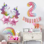 Balon din Folie Metalizata Gradient Flippy, Figurina Cifra, Tema Aniversare 100 cm, Ambalaj Individual, Pai inclus,
