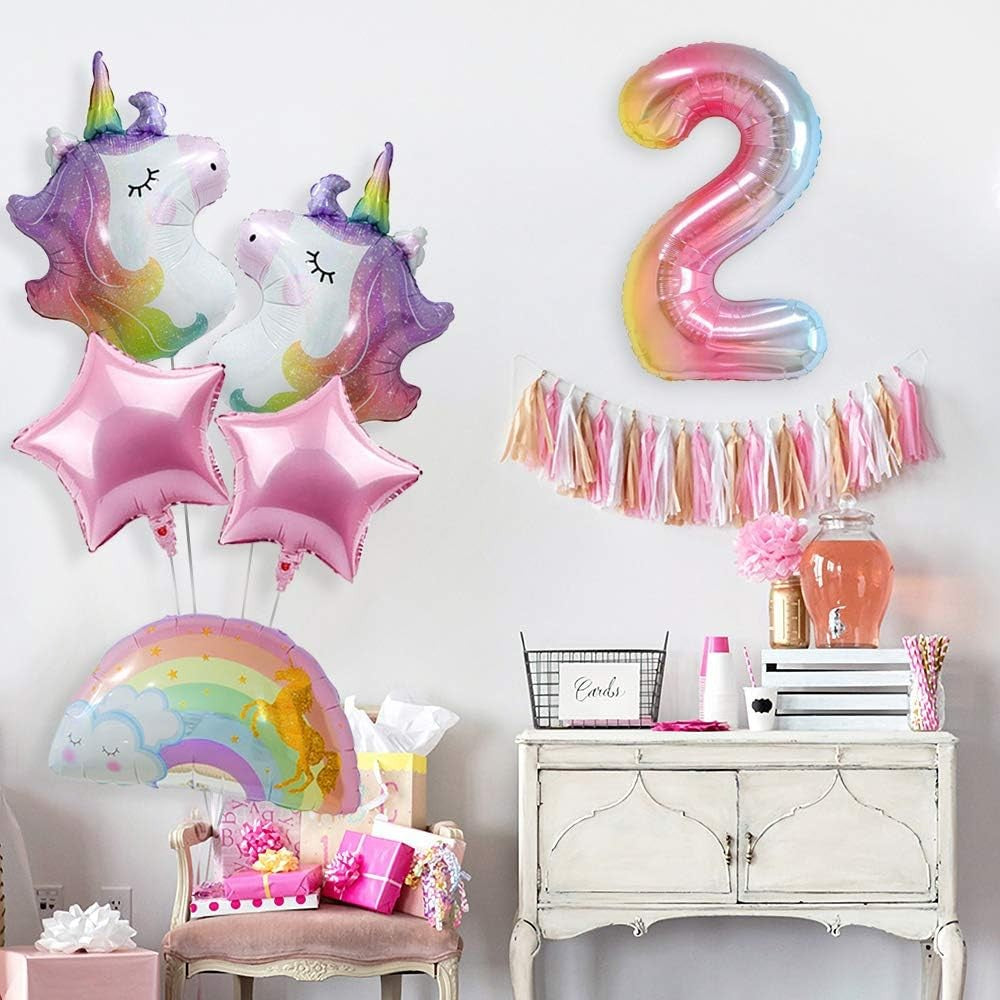 Balon din Folie Metalizata Gradient Flippy, Figurina Cifra, Tema Aniversare 100 cm, Ambalaj Individual, Pai inclus,