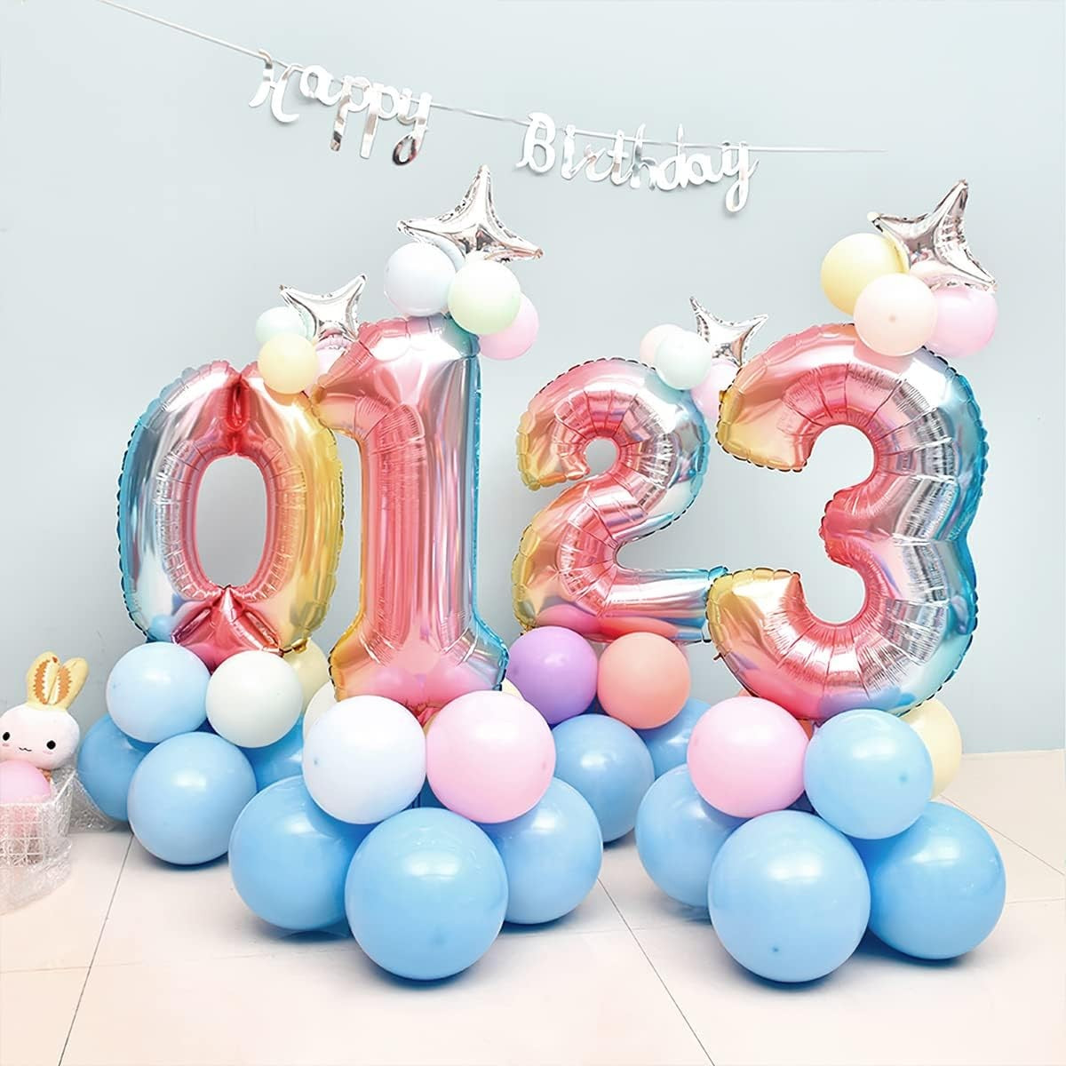 Balon din Folie Metalizata Gradient Flippy, Figurina Cifra, Tema Aniversare 100 cm, Ambalaj Individual, Pai inclus,