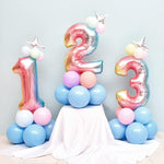 Balon din Folie Metalizata Gradient Flippy, Figurina Cifra, Tema Aniversare 100 cm, Ambalaj Individual, Pai inclus,