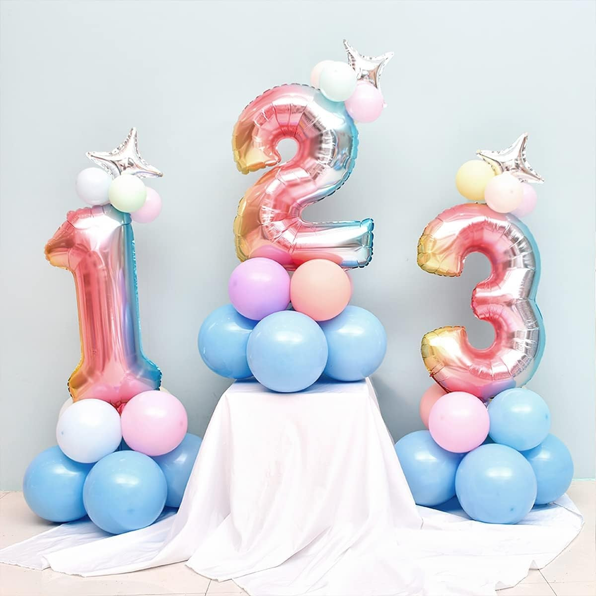 Balon din Folie Metalizata Gradient Flippy, Figurina Cifra, Tema Aniversare 100 cm, Ambalaj Individual, Pai inclus,