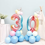 Balon din Folie Metalizata Gradient Flippy, Figurina Cifra, Tema Aniversare 100 cm, Ambalaj Individual, Pai inclus,