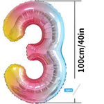 Balon din Folie Metalizata Gradient Flippy, Figurina Cifra, Tema Aniversare 100 cm, Ambalaj Individual, Pai inclus,