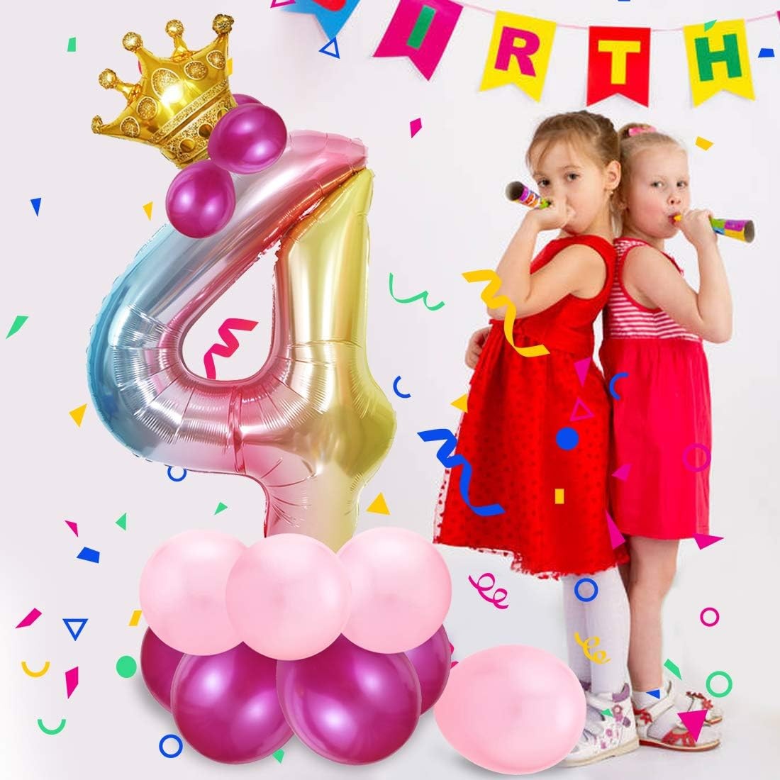 Balon din Folie Metalizata Gradient Flippy, Figurina Cifra, Tema Aniversare 100 cm, Ambalaj Individual, Pai inclus,