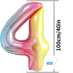 Balon din Folie Metalizata Gradient Flippy, Figurina Cifra, Tema Aniversare 100 cm, Ambalaj Individual, Pai inclus,