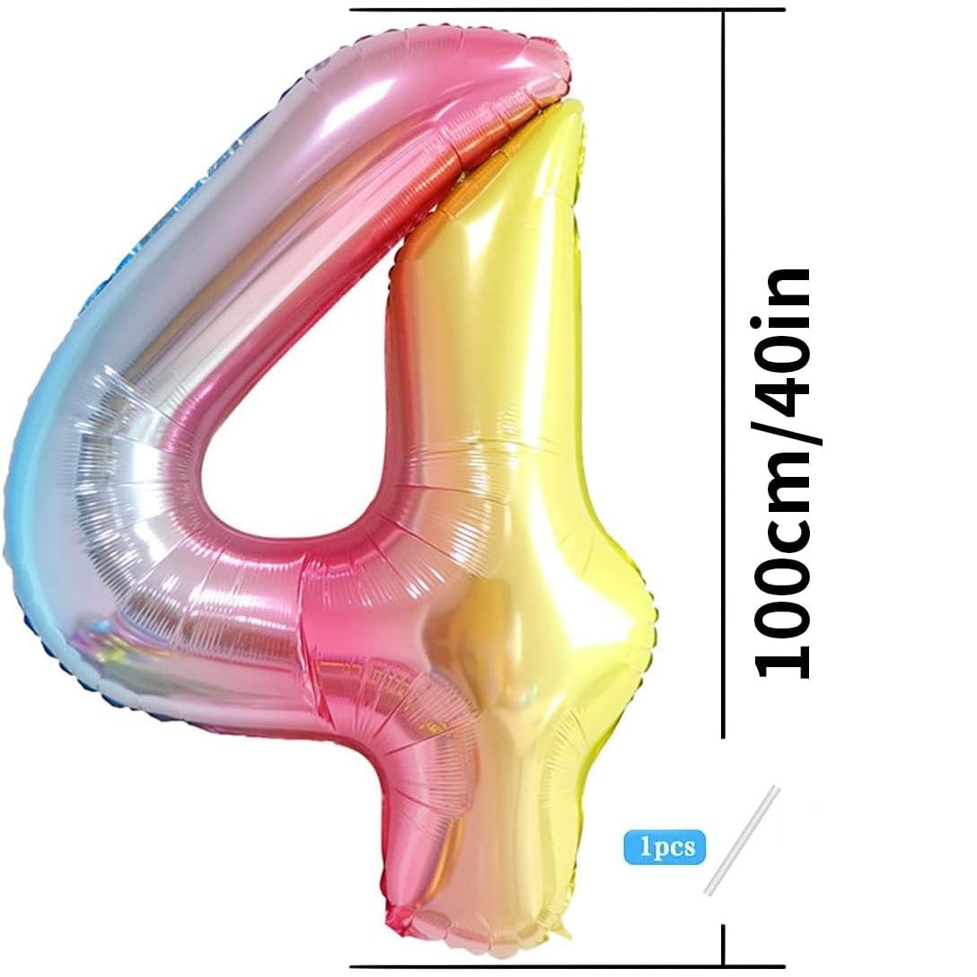 Balon din Folie Metalizata Gradient Flippy, Figurina Cifra, Tema Aniversare 100 cm, Ambalaj Individual, Pai inclus,