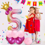Balon din Folie Metalizata Gradient Flippy, Figurina Cifra, Tema Aniversare 100 cm, Ambalaj Individual, Pai inclus,