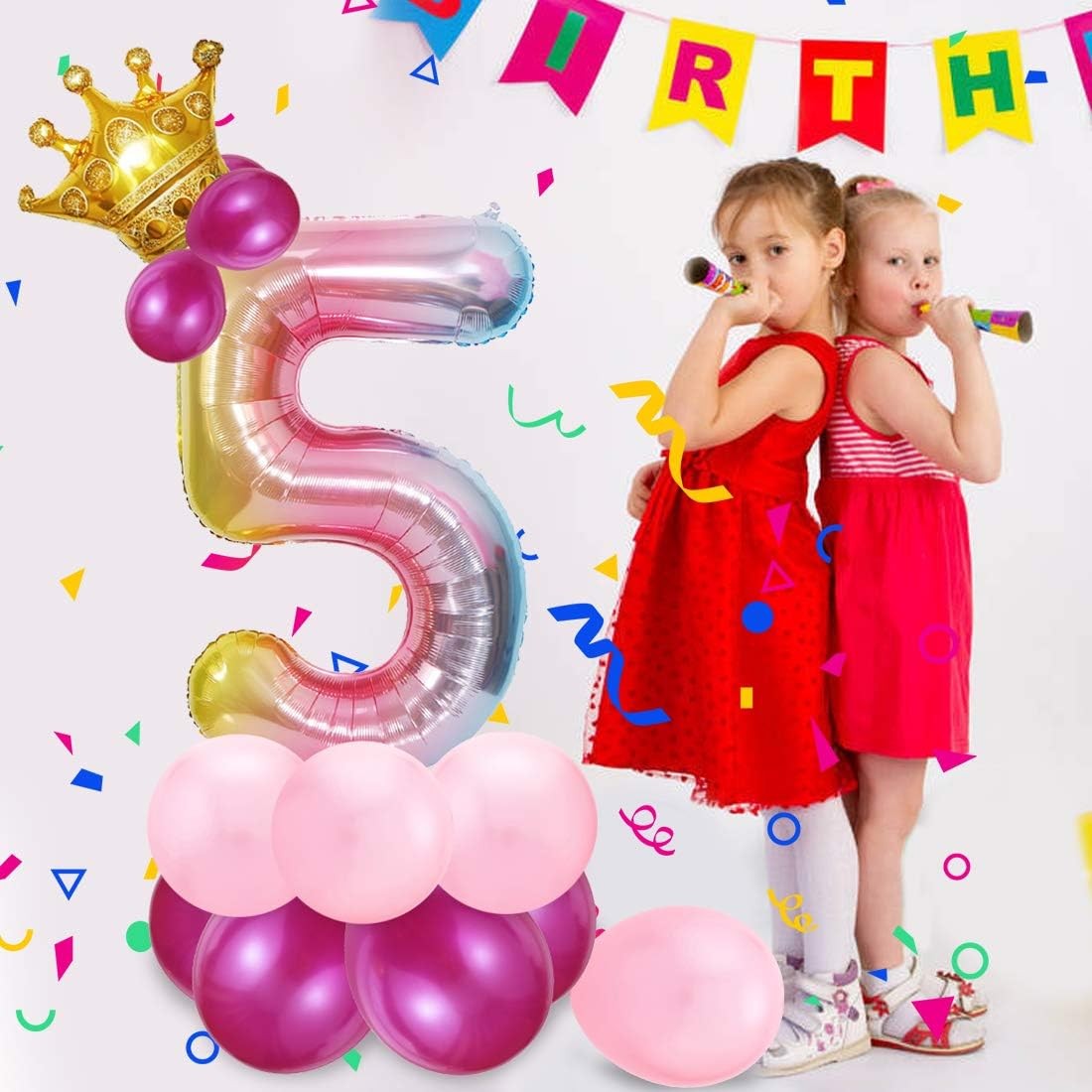Balon din Folie Metalizata Gradient Flippy, Figurina Cifra, Tema Aniversare 100 cm, Ambalaj Individual, Pai inclus,