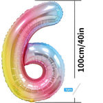 Balon din Folie Metalizata Gradient Flippy, Figurina Cifra, Tema Aniversare 100 cm, Ambalaj Individual, Pai inclus,