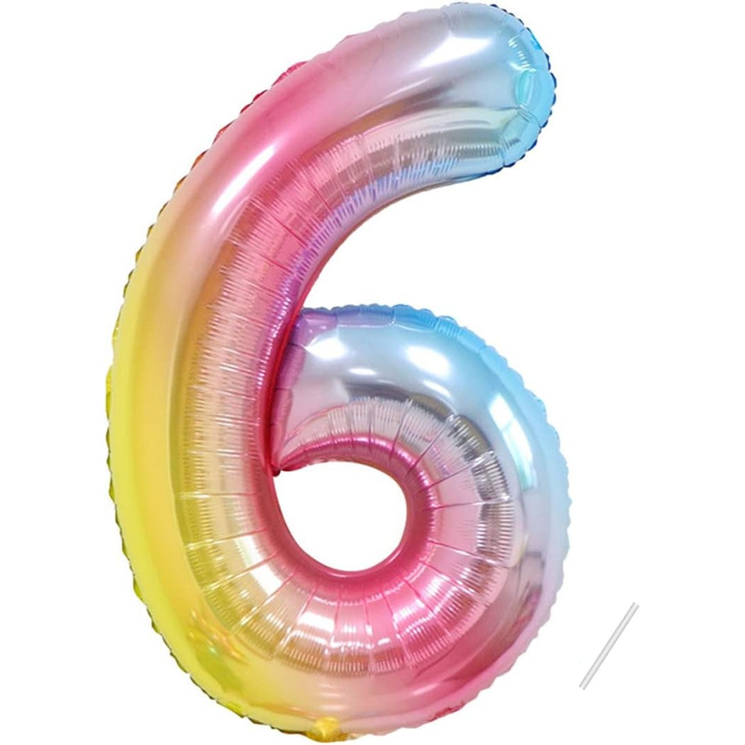 Balon din Folie Metalizata Gradient Flippy, Figurina Cifra, Tema Aniversare 100 cm, Ambalaj Individual, Pai inclus,