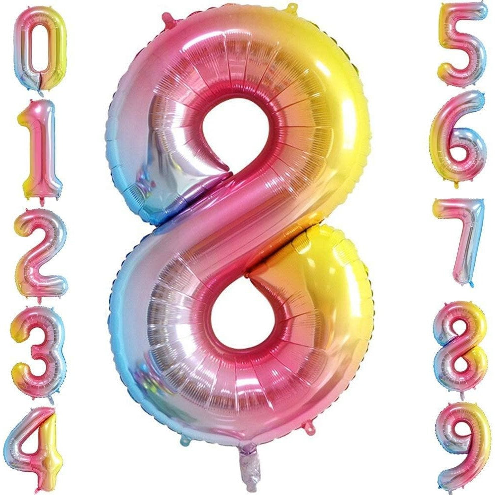 Balon din Folie Metalizata Gradient Flippy, Figurina Cifra, Tema Aniversare 100 cm, Ambalaj Individual, Pai inclus,