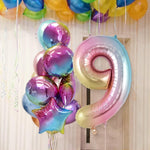 Balon din Folie Metalizata Gradient Flippy, Figurina Cifra, Tema Aniversare 100 cm, Ambalaj Individual, Pai inclus,