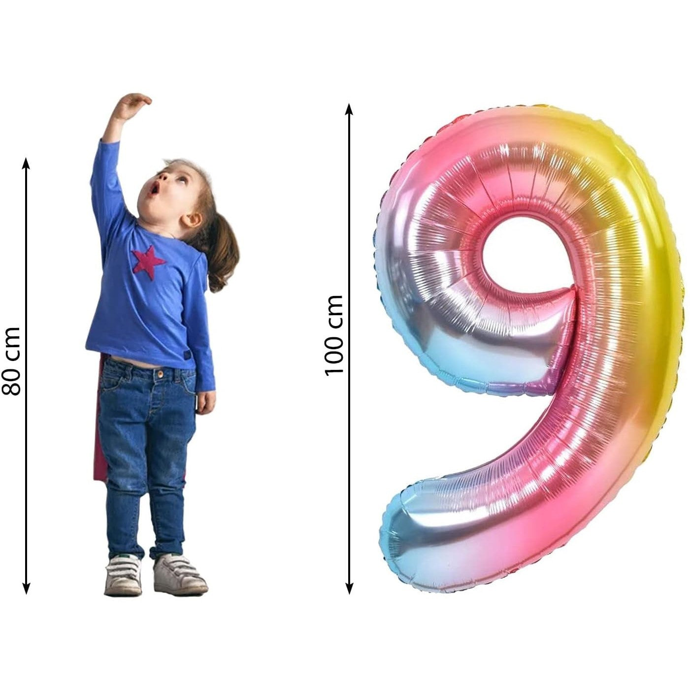 Balon din Folie Metalizata Gradient Flippy, Figurina Cifra, Tema Aniversare 100 cm, Ambalaj Individual, Pai inclus,
