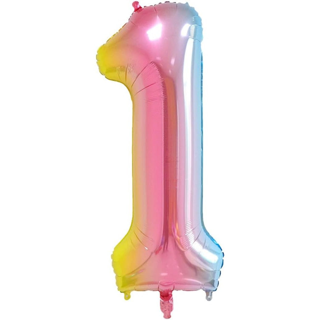 Balon din Folie Metalizata Gradient Flippy, Figurina Cifra, Tema Aniversare 100 cm, Ambalaj Individual, Pai inclus,