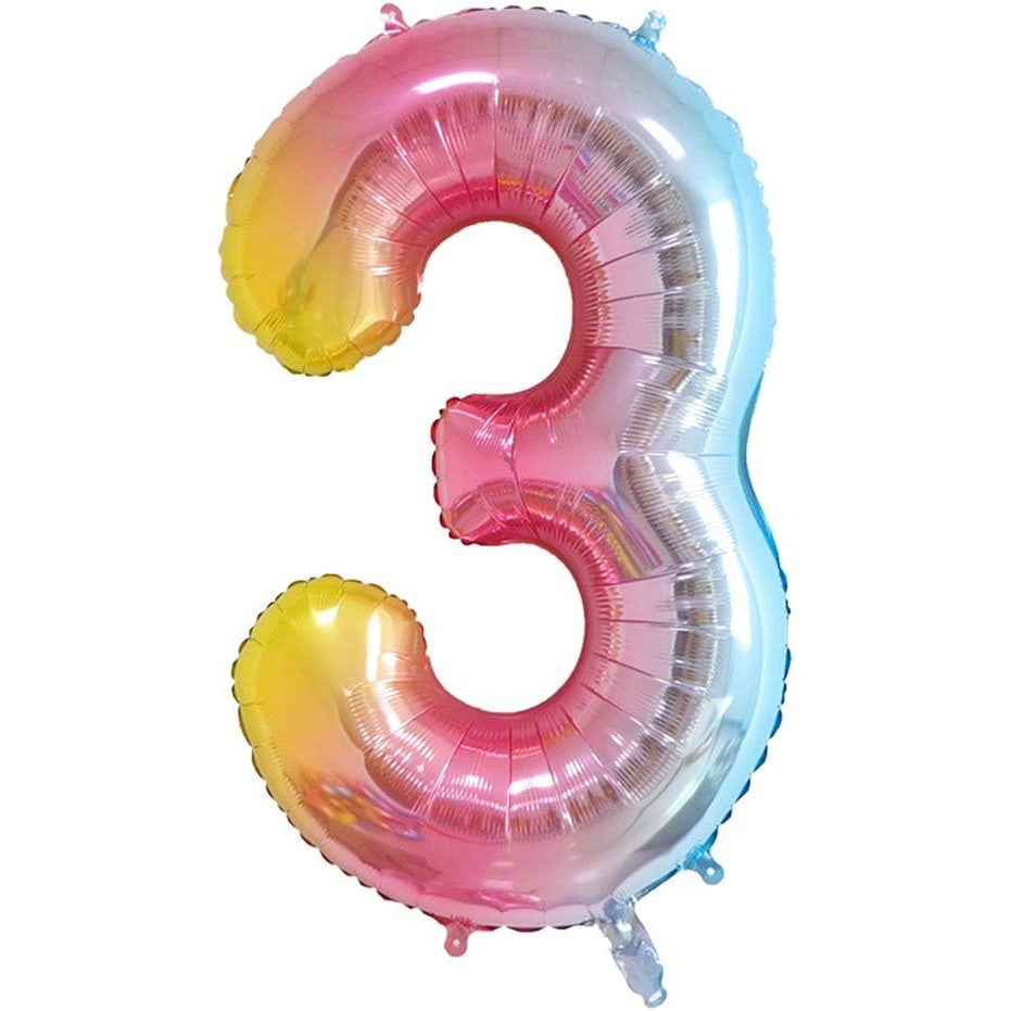 Balon din Folie Metalizata Gradient Flippy, Figurina Cifra, Tema Aniversare 100 cm, Ambalaj Individual, Pai inclus,
