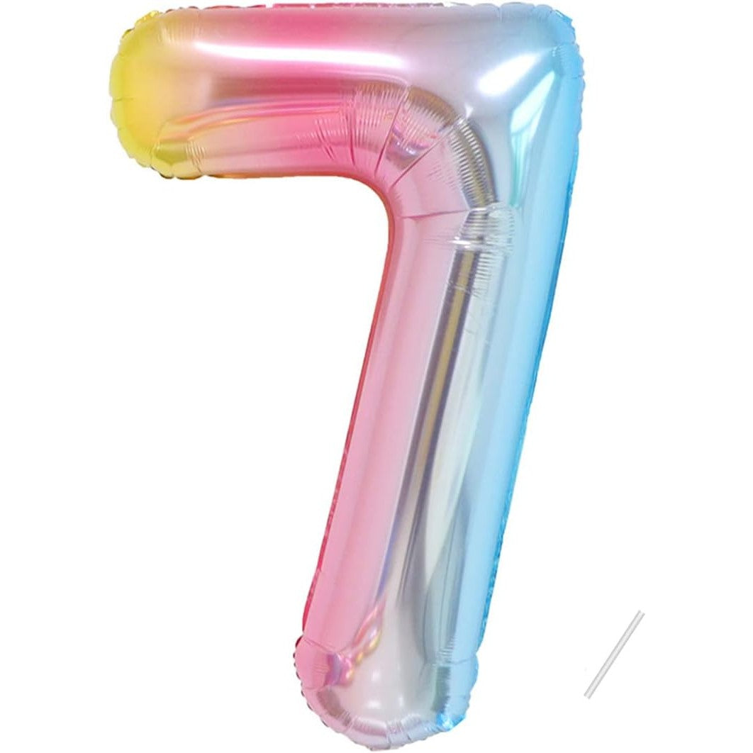 Balon din Folie Metalizata Gradient Flippy, Figurina Cifra, Tema Aniversare 100 cm, Ambalaj Individual, Pai inclus,