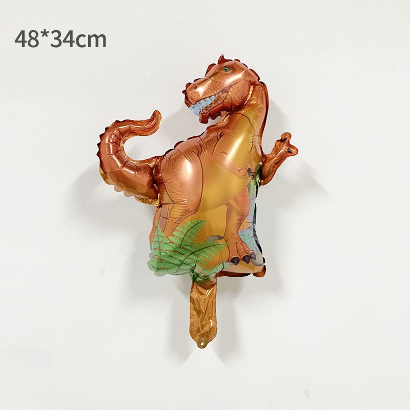 Balon din Folie Metalizata, Flippy, Mini Figurine Dinozauri, Model T-Rex, Tematica Aniversare, 48x34 cm, Ambalaj