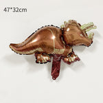 Balon din Folie Metalizata, Flippy, Mini Figurine Dinozauri, Model Triceratops, Tematica Aniversare, 47x32 cm, Ambalaj