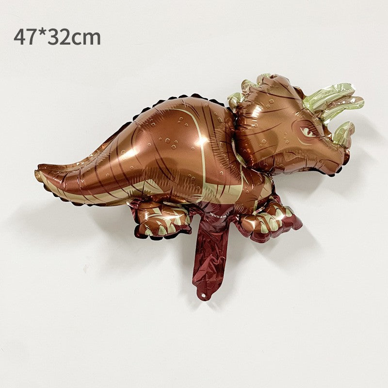 Balon din Folie Metalizata, Flippy, Mini Figurine Dinozauri, Model Triceratops, Tematica Aniversare, 47x32 cm, Ambalaj