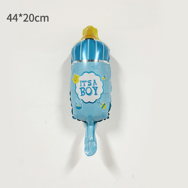 Balon din Folie Metalizata, Flippy, Mini Figurina Biberon, Model It's a Boy, Tematica Gender Reveal, 44x20 cm, Ambalaj