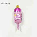 Balon din Folie Metalizata, Flippy, Mini Figurina Biberon, Model It's a Girl, Tematica Gender Reveal, 44x20 cm, Ambalaj