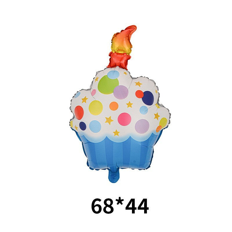 Balon din Folie Metalizata, Flippy, Figurine Dulciuri, Model 1, Tematica Prajitura Aniversara, 68x44 cm, Ambalaj
