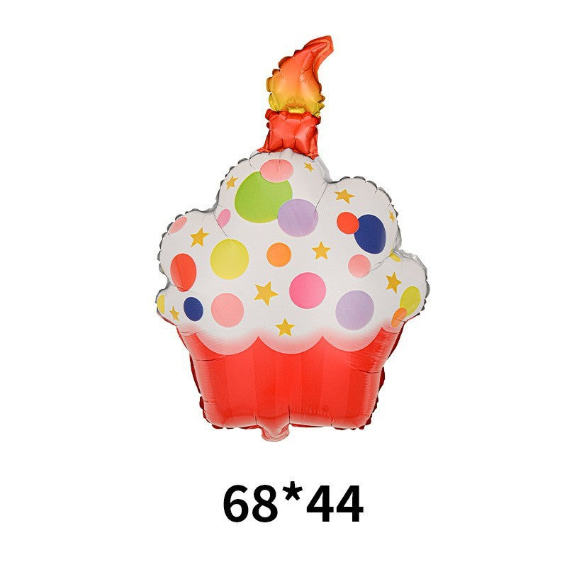 Balon din Folie Metalizata, Flippy, Figurine Dulciuri, Model 2, Tematica Prajitura Aniversara, 68x44 cm, Ambalaj