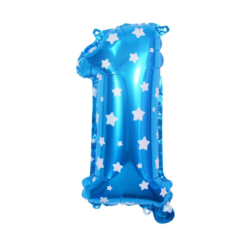 Balon din Folie Metalizata Flippy, Figurina Cifra, Imprimeu Stele, Tema Aniversare 80 cm, Ambalaj Individual, Pai