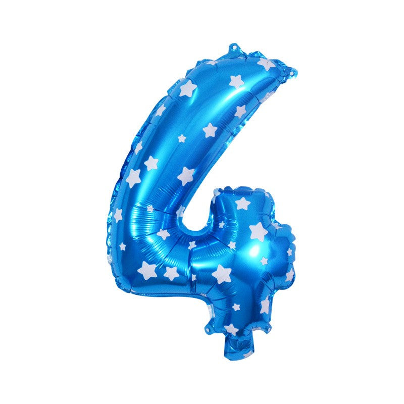 Balon din Folie Metalizata Flippy, Figurina Cifra, Imprimeu Stele, Tema Aniversare 80 cm, Ambalaj Individual, Pai