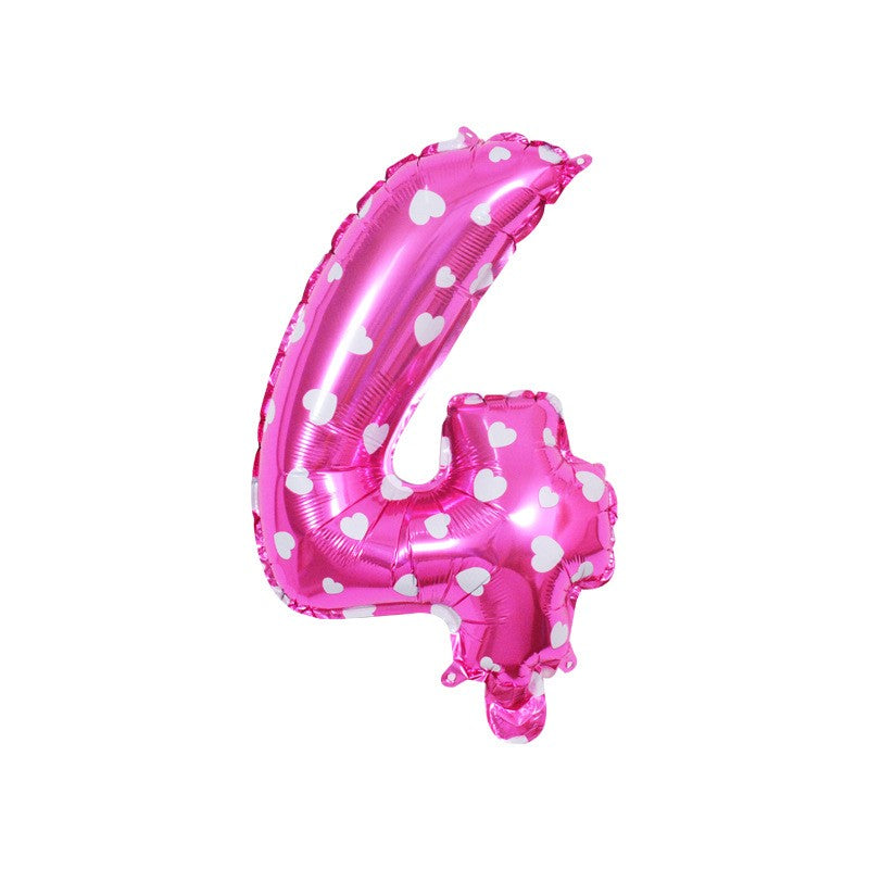 Balon din Folie Metalizata Flippy, Figurina Cifra, Imprimeu Inimi, Tema Aniversare 80 cm, Ambalaj Individual, Pai
