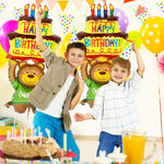 Balon din Folie Metalizata, Flippy, Figurine Animalute, Model Ursulet cu Tort Aniversar, 124x65 cm, Ambalaj Individual,