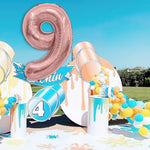 Balon din Folie Metalizata Flippy, Figurina Cifra, Tema Aniversare 100 cm, Ambalaj Individual, Pai inclus, Umflare cu