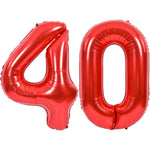 Balon din Folie Metalizata Flippy, Figurina Cifra, Tema Aniversare 40 cm, Ambalaj Individual, Pai inclus, Umflare cu