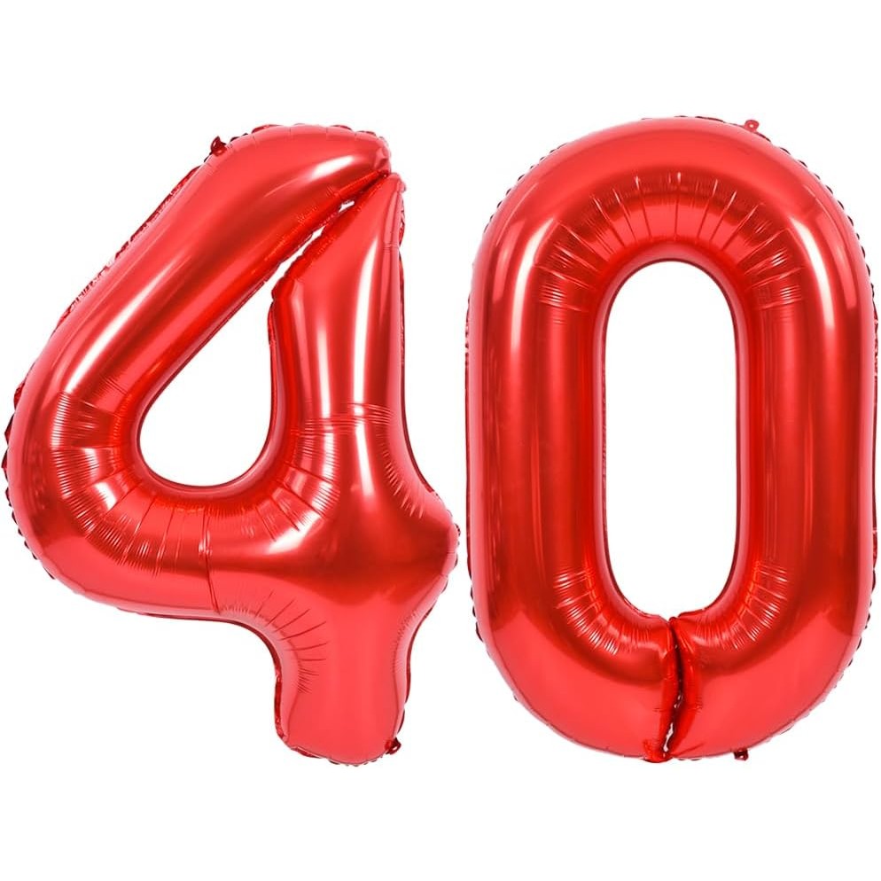 Balon din Folie Metalizata Flippy, Figurina Cifra, Tema Aniversare 40 cm, Ambalaj Individual, Pai inclus, Umflare cu