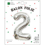 Balon din Folie Metalizata, Flippy, Figurina Cifra, Tema Aniversare 80 cm, Ambalaj Individual, Pai inclus, Umflare cu