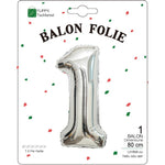 Balon din Folie Metalizata, Flippy, Figurina Cifra, Tema Aniversare 80 cm, Ambalaj Individual, Pai inclus, Umflare cu
