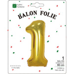 Balon din Folie Metalizata Flippy, Figurina Cifra, Tema Aniversare 80 cm, Ambalaj Individual, Pai inclus, Umflare cu