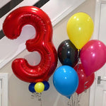 Balon din Folie Metalizata Flippy, Figurina Cifra, Tema Aniversare 40 cm, Ambalaj Individual, Pai inclus, Umflare cu