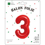 Balon din Folie Metalizata Flippy, Figurina Cifra, Tema Aniversare 40 cm, Ambalaj Individual, Pai inclus, Umflare cu
