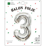 Balon din Folie Metalizata, Flippy, Figurina Cifra, Tema Aniversare 80 cm, Ambalaj Individual, Pai inclus, Umflare cu